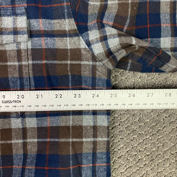 LL Bean Chamois Cloth Shirt Mens Large Brown Blue Gray Red Plaid Mix Button Down - Picture 7 of 8